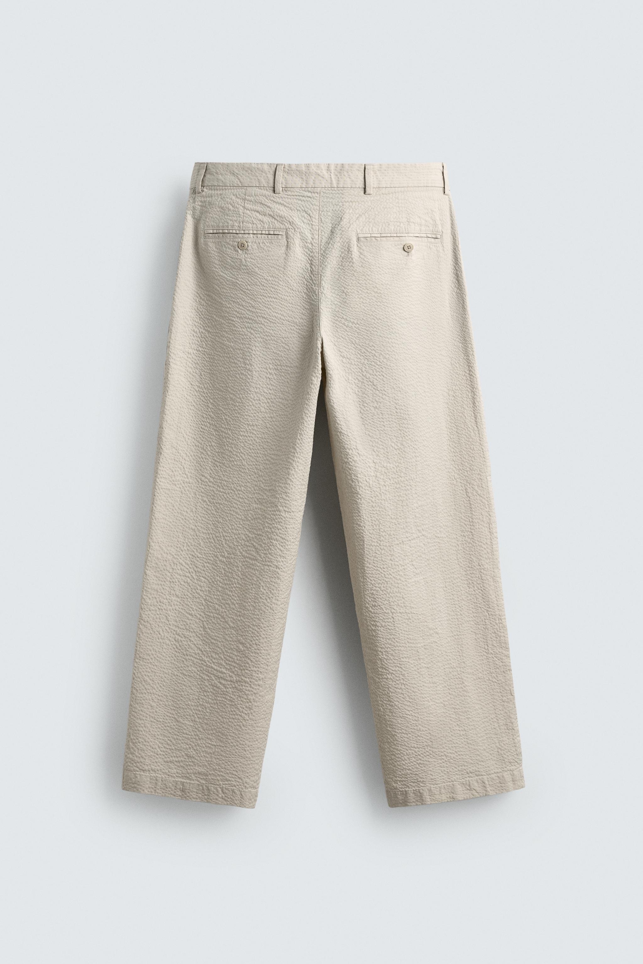 SEERSUCKER STRAIGHT FIT PANTS